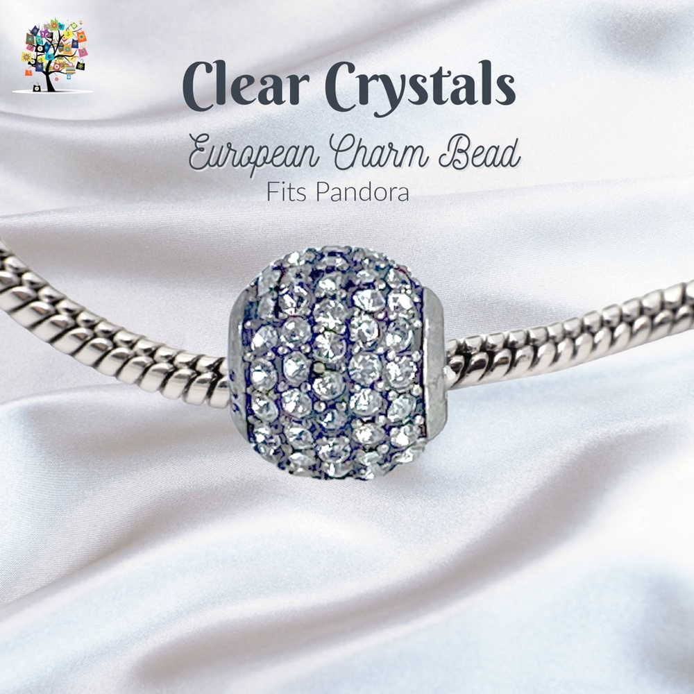 European Charm Bead 925S Pave Austrian Crystals